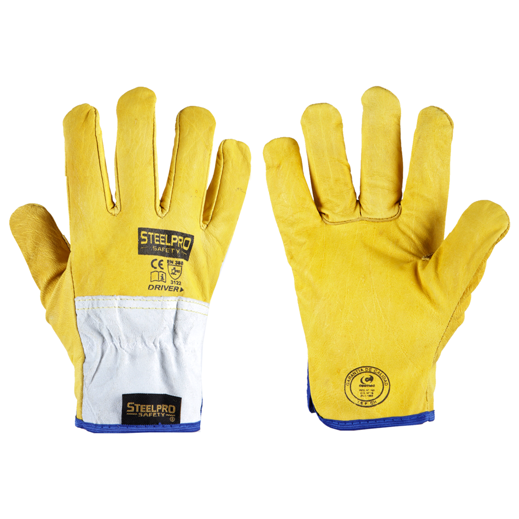 GUANTE CUERO DRIVER AMARILLO - STEELPRO