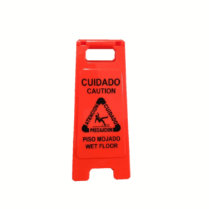 SEÑAL DE PISO MOJADO DE PLÁSTICO COLOR NARANJA - NACIONAL