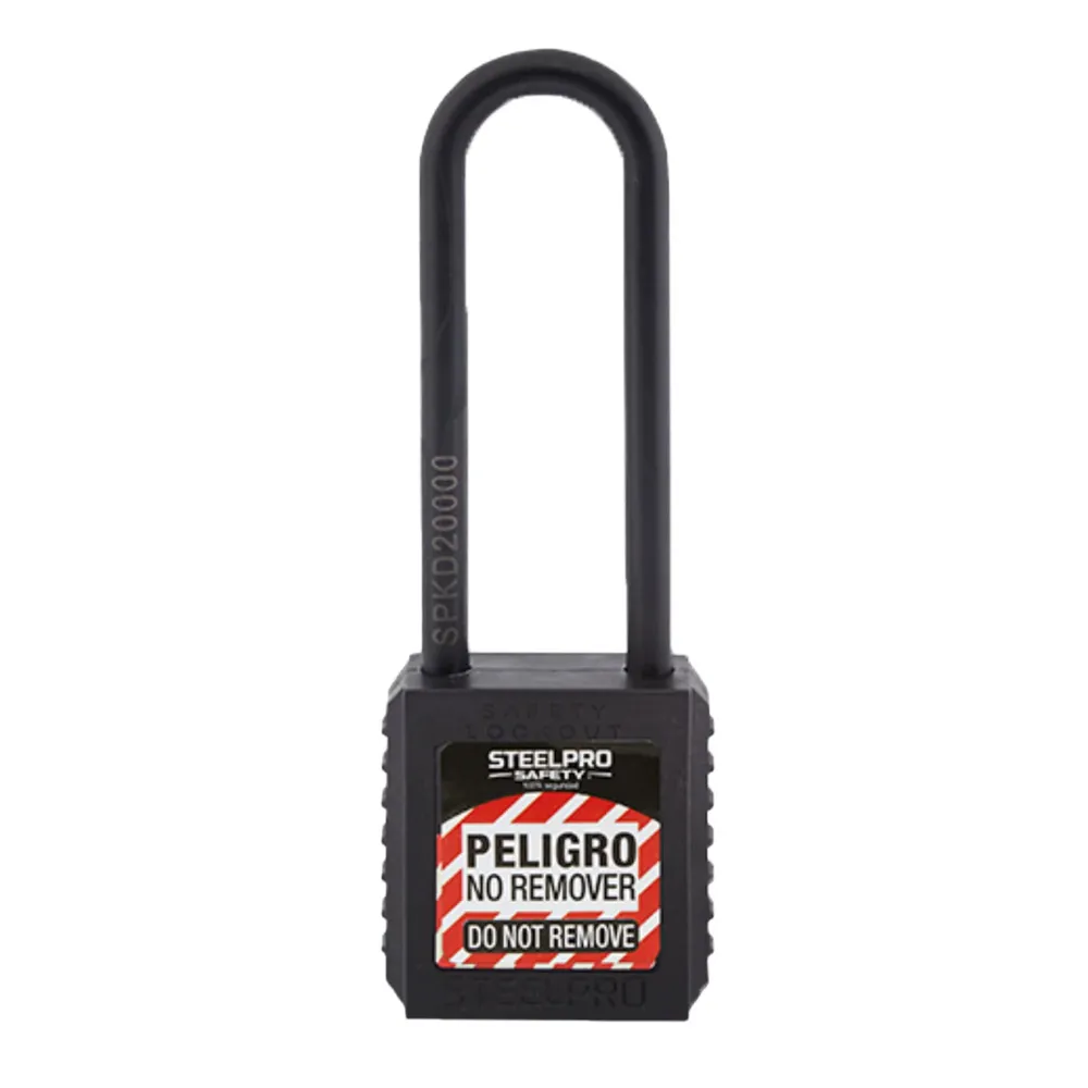 CANDADO LOCK OUT X10 LONG DIELECTRICO STEELPRO NEGRO