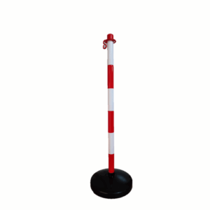 POSTE DE SEÑALIZACIÓN Y DISTANCIAMIENTO – ROJO Y BLANCO