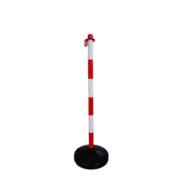 POSTE DE SEÑALIZACIÓN Y DISTANCIAMIENTO – ROJO Y BLANCO