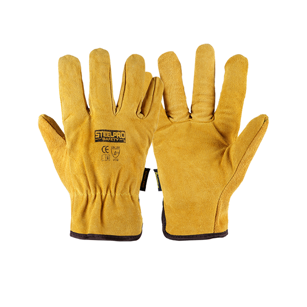 GUANTE CUERO CARNAZA MOSTAZA - STEELPRO