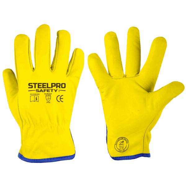 GUANTE CUERO PUÑO CORTO AMARILLO - STEELPRO