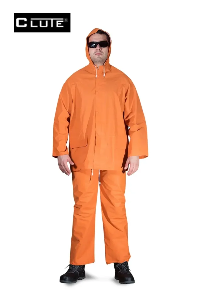 SET CASACA/PANTALON PVC NARANJA - CLUTE