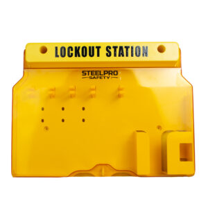 ESTACIÓN DE BLOQUEO CON TAPA POLICARBONATO MEDIDA 406×315×65MM - STEELPRO