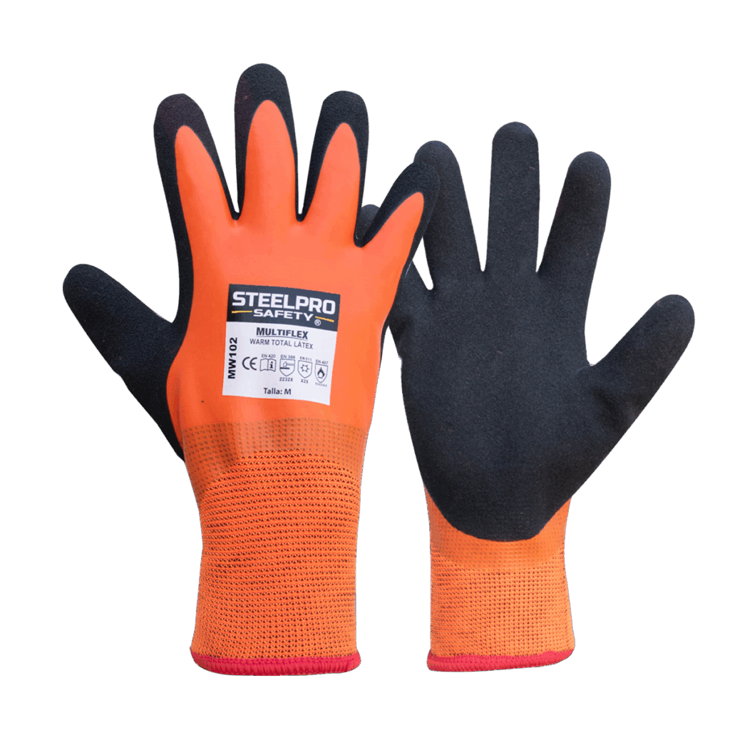 GUANTE MULTIFLEX MW102 WARM TOTAL LATEX /LATEX SANDY NARANJA - STEELPRO
