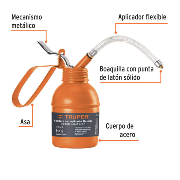 ACEITERA CON APLICADOR FLEXIBLE 180ML 14870 - TRUPER - Imagen 3