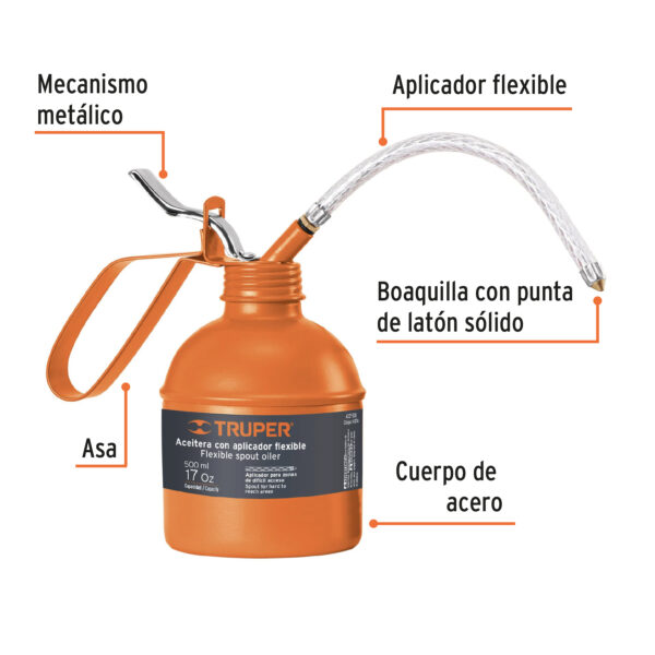 ACEITERA CON APLICADOR FLEXIBLE 500ML 14874 - TRUPER - Imagen 3