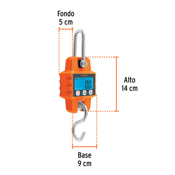 BALANZA ELECTRÓNICA COLGANTE 300KG INDUSTRIAL 100788 - TRUPER - Imagen 2