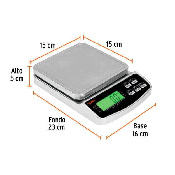 BALANZA DIGITAL DE PRESICIÓN 3KG 102317 - TRUPER - Imagen 2