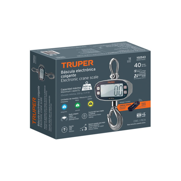 BALANZA DIGITAL COLGANTE 500KG 102543 - TRUPER - Imagen 4
