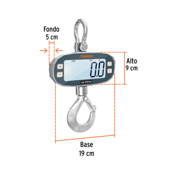 BALANZA DIGITAL COLGANTE 500KG 102543 - TRUPER - Imagen 2