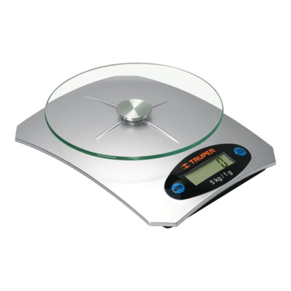 BALANZA DIGITAL 5KG P/ COCINA C/ PLATO DE VIDRIO 15160 - TRUPER