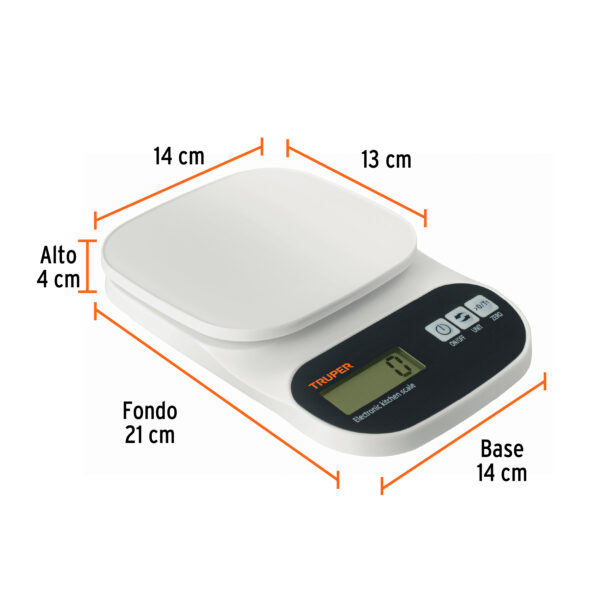 BALANZA DIGITAL 5KG P/ COCINA C/ PLATO ABS 15161 - TRUPER - Imagen 2