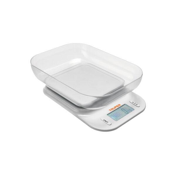 BALANZA DIGITAL 5KG P/ COCINA C/ TAZÓN Y PLATO ABS 102421 - TRUPER