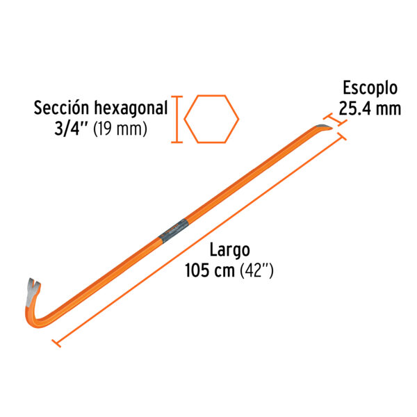 PATA DE CABRA HEXAGONAL 3/4", 105cm, 2.7Kg, 19633 - TRUPER - Imagen 2