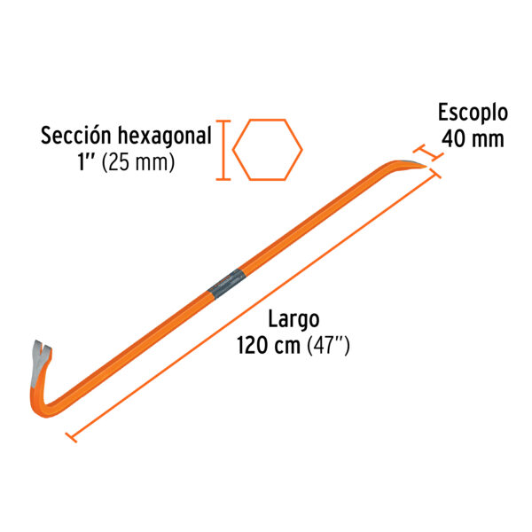 PATA DE CABRA HEXAGONAL 1", 120cm, 5.6Kg, 10874 - TRUPER - Imagen 2