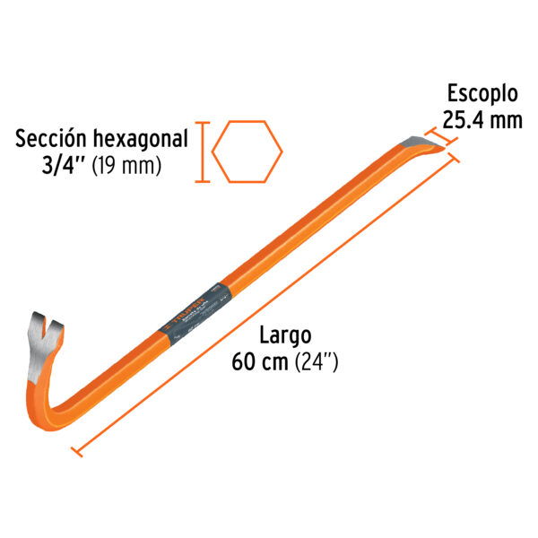 PATA DE CABRA HEXAGONAL 3/4", 60cm, 1.7Kg, 10856 - TRUPER - Imagen 2