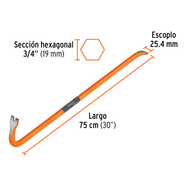 PATA DE CABRA HEXAGONAL 3/4", 75cm, 2Kg, 10859 - TRUPER - Imagen 2