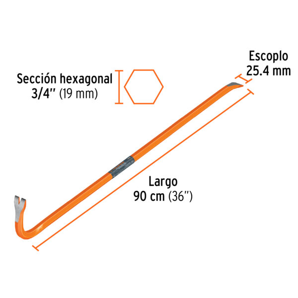 PATA DE CABRA HEXAGONAL 3/4", 90cm, 2.4Kg, 10862 - TRUPER - Imagen 2