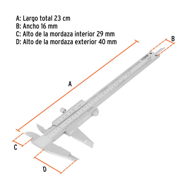 CALIBRADOR VERNIER ANALÓGICO 6" 14394 - TRUPER - Imagen 2