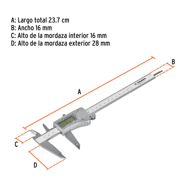 CALIBRADOR VERNIER DIGITAL 6" 14388 - TRUPER - Imagen 2
