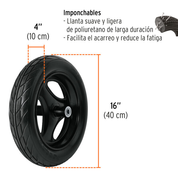 CARRETILLA 156L, 750KG, REFORZADO CALIBRE 18, 100416 - TRUPER - Imagen 3