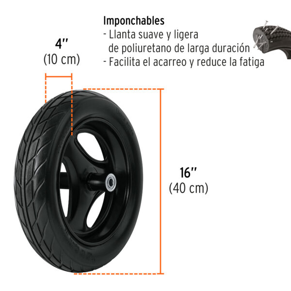 CARRETILLA 170L, 750KG, REFORZADO CALIBRE 18, 100417 - TRUPER - Imagen 3