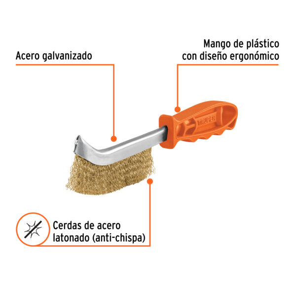 CEPILLO DE ACERO EN ALAMBRE LATONADO 11540 - TRUPER - Imagen 3