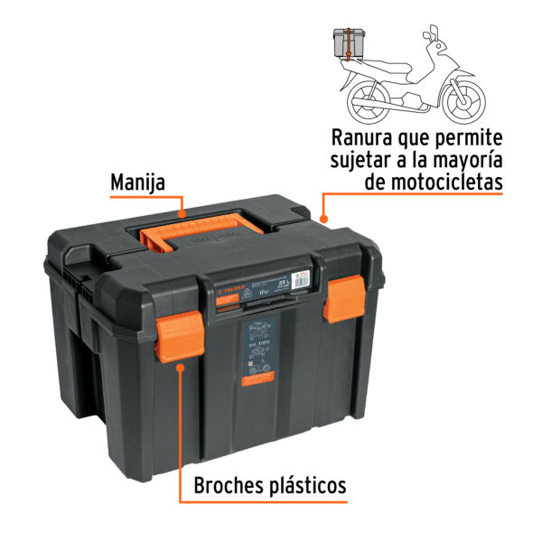 CAJA PARA HERRAMIENTAS 25L RANURA P/ MOTOCICLETA 102643 - TRUPER - Imagen 3