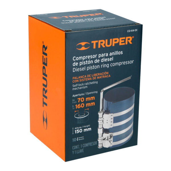 COMPRESOR PARA ANILLOS DE PISTON, APERTURA 70MM A 160MM 14522 - TRUPER - Imagen 4