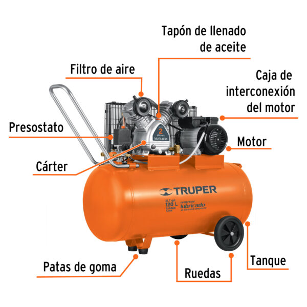 COMPRESORA DE AIRE 4HP, 20L, 102132 - TRUPER - Imagen 3