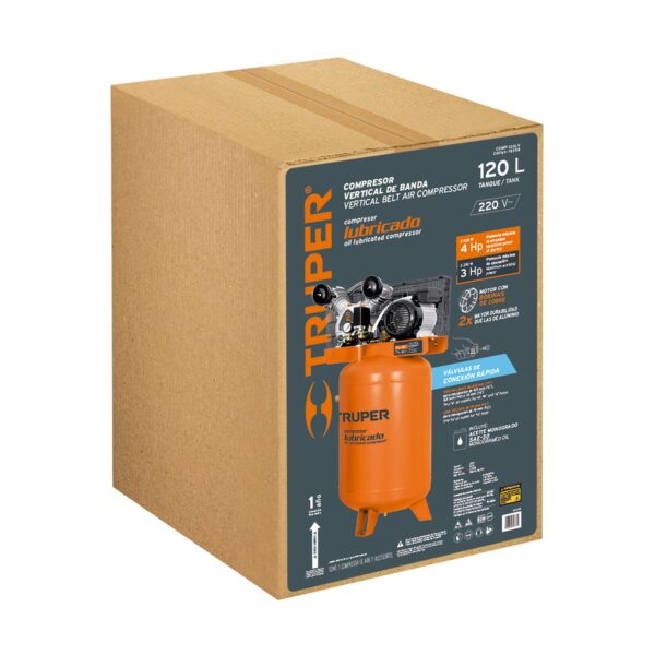 COMPRESORA DE AIRE 120L, 4HP, VERTICAL, 102131 - TRUPER - Imagen 4