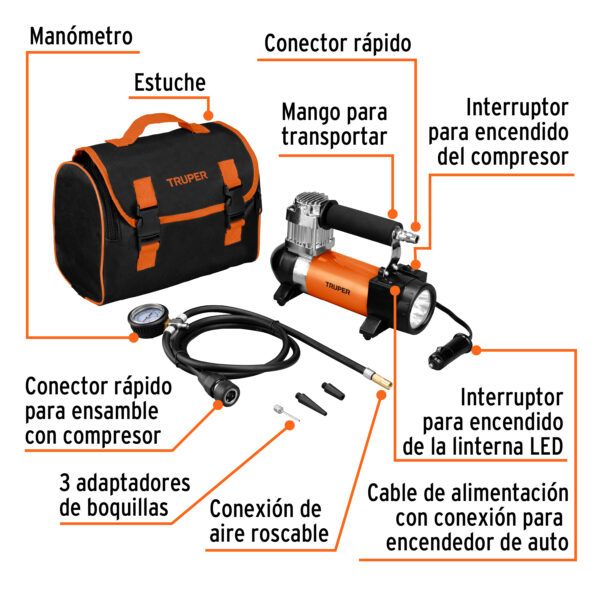 COMPRESOR DE AIRE 12V 150PSI 19999 - TRUPER - Imagen 3
