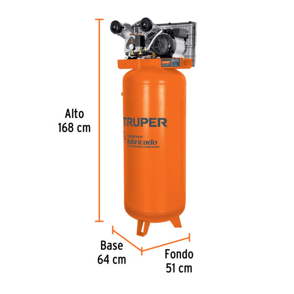 COMPRESORA DE AIRE 240L, 4HP, VERTICAL, 102130 - TRUPER - Imagen 2