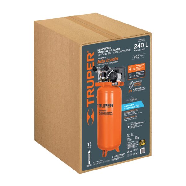 COMPRESORA DE AIRE 240L, 4HP, VERTICAL, 102130 - TRUPER - Imagen 4