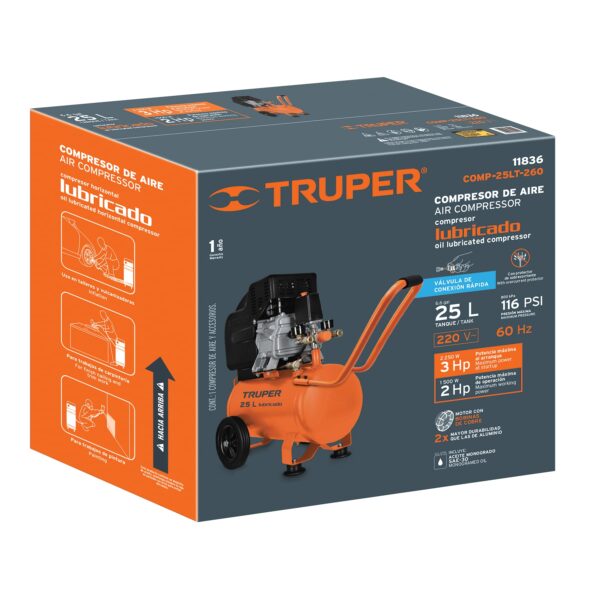 COMPRESORA DE AIRE 3HP, 25L, 11836 - TRUPER - Imagen 4