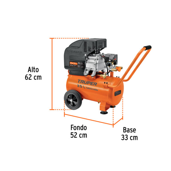 COMPRESORA DE AIRE 3HP, 25L, 11836 - TRUPER - Imagen 2