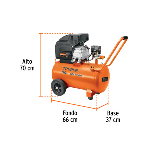 COMPRESORA DE AIRE 3.5HP, 50L, 11837 - TRUPER - Imagen 2