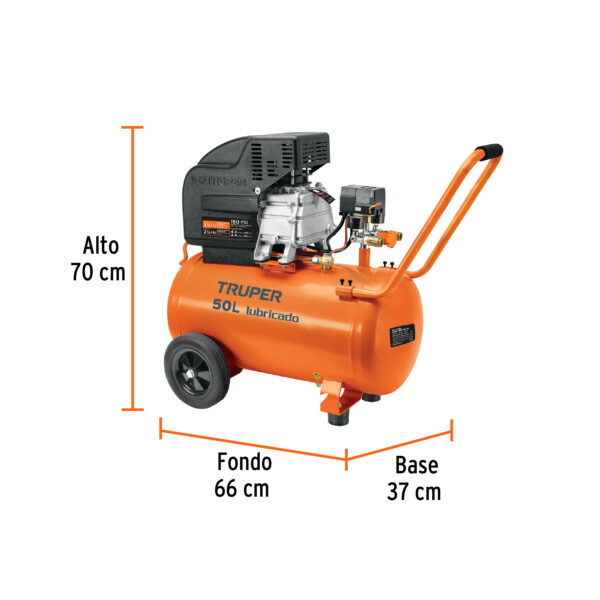 COMPRESORA DE AIRE 3.5HP, 50L, INC. MANGUERA Y PISTOLA 101744 - TRUPER - Imagen 2