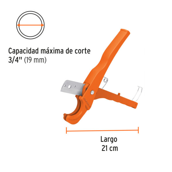 CORTADOR DE TUBO PVC 3/4", CUERPO ALUMINIO, CUCHILLA ACERO INOX. 12857 - TRUPER - Imagen 2