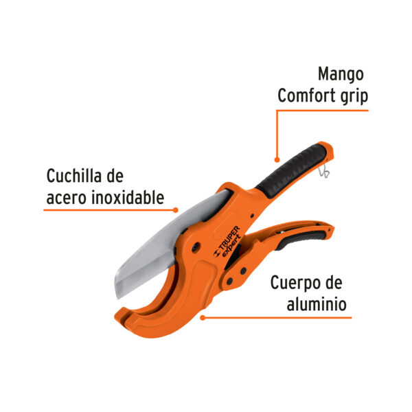 CORTADOR DE TUBO PVC 2 1/2", CUERPO ALUMINIO, CUCHILLA ACERO INOX. 12867 - TRUPER - Imagen 3