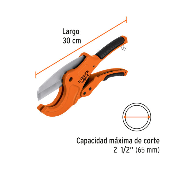CORTADOR DE TUBO PVC 2 1/2", CUERPO ALUMINIO, CUCHILLA ACERO INOX. 12867 - TRUPER - Imagen 2