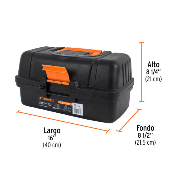 CAJA PARA PESCA 16" 3 BANDEJAS DESLIZABLES 10539 - TRUPER - Imagen 2