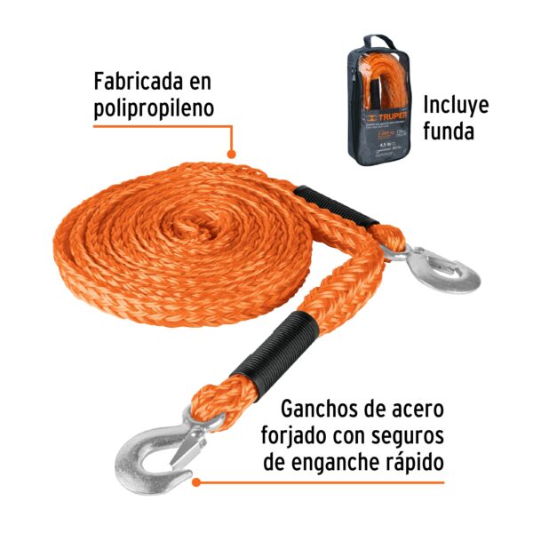 CORREO PARA REMOLQUE 4.5M X 27MM CON GANCHO 2TN 18346 - TRUPER - Imagen 2