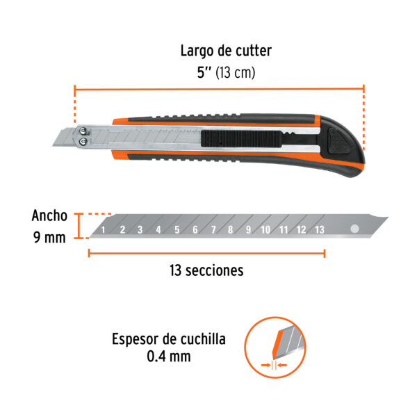 CUTTER 5" 9mm C/ ALMA METÁLICA Y GRIP, 3 NAVAJAS 16971 - TRUPER - Imagen 2