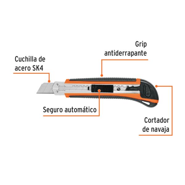 CUTTER 6" 18mm C/ ALMA METÁLICA Y GRIP, 3 NAVAJAS 16977 - TRUPER - Imagen 2