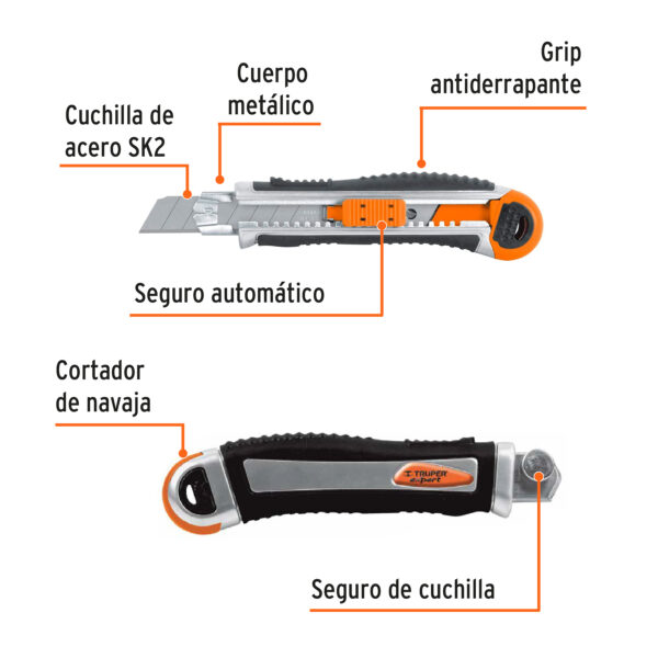 CUTTER 6" 18mm C/ ALMA METÁLICA Y GRIP USO PESADO 16976 - TRUPER - Imagen 3