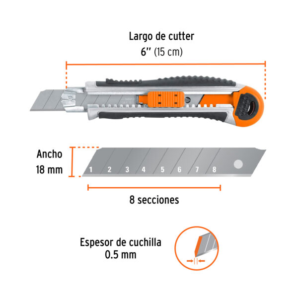 CUTTER 6" 18mm C/ ALMA METÁLICA Y GRIP USO PESADO 16976 - TRUPER - Imagen 2