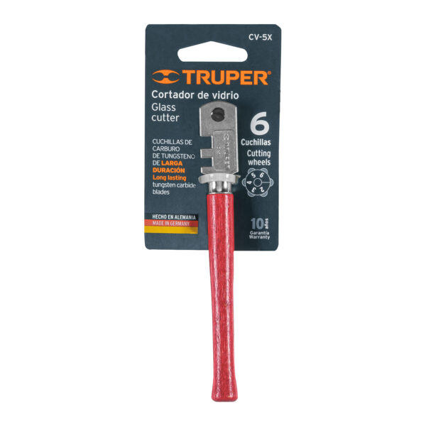 CORTADOR DE VIDRIO, CABEZA DE 6 CUCHILLAS 0.45mm, 2 RANURAS DE CORTE 12954 - TRUPER - Imagen 4